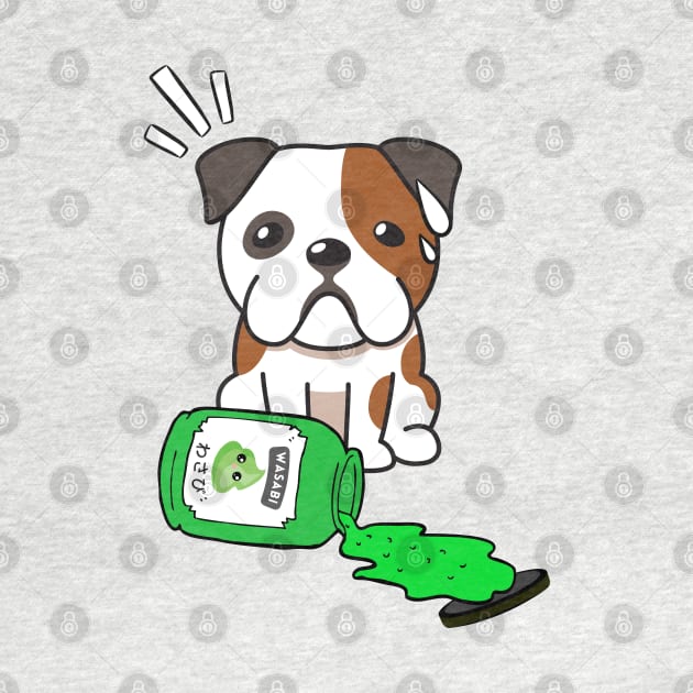 Cute English Bulldog Spilled Wasabi sauce by Pet Station